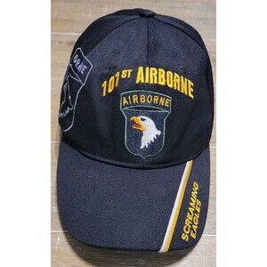 US Army 101st Airborne Division Hat Black Military Screaming Eagles Cap Adjust